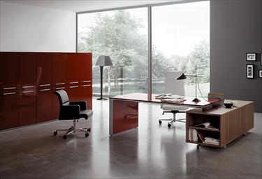 Piano ROSSO Mobile di servizio NOCE Struttura pannellata ALLUMINIO/ROSSO