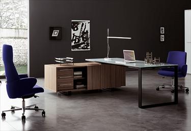 Piano VETRO BIANCO Mobile di servizio NOCE Struttura NERO